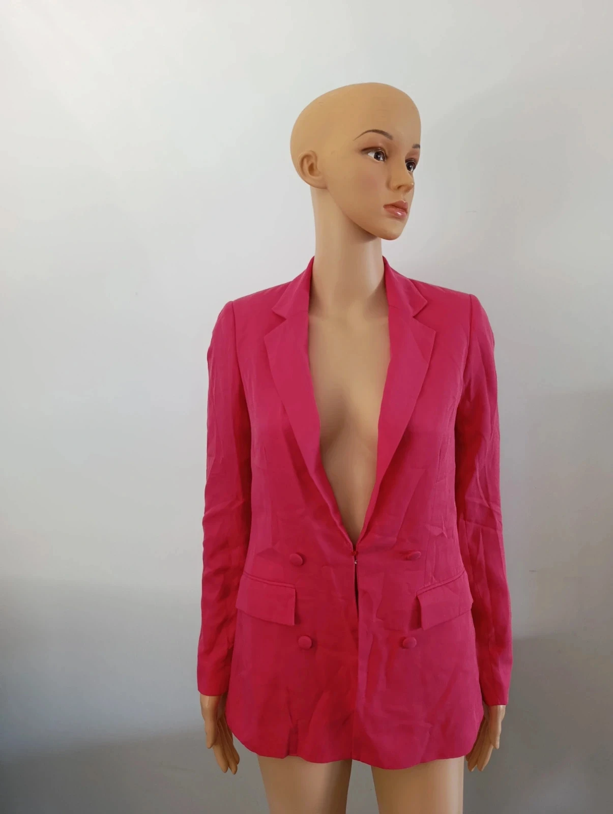 Blazer rose fuchsia Naf Naf T34 XS veste tailleur chic élégante femme